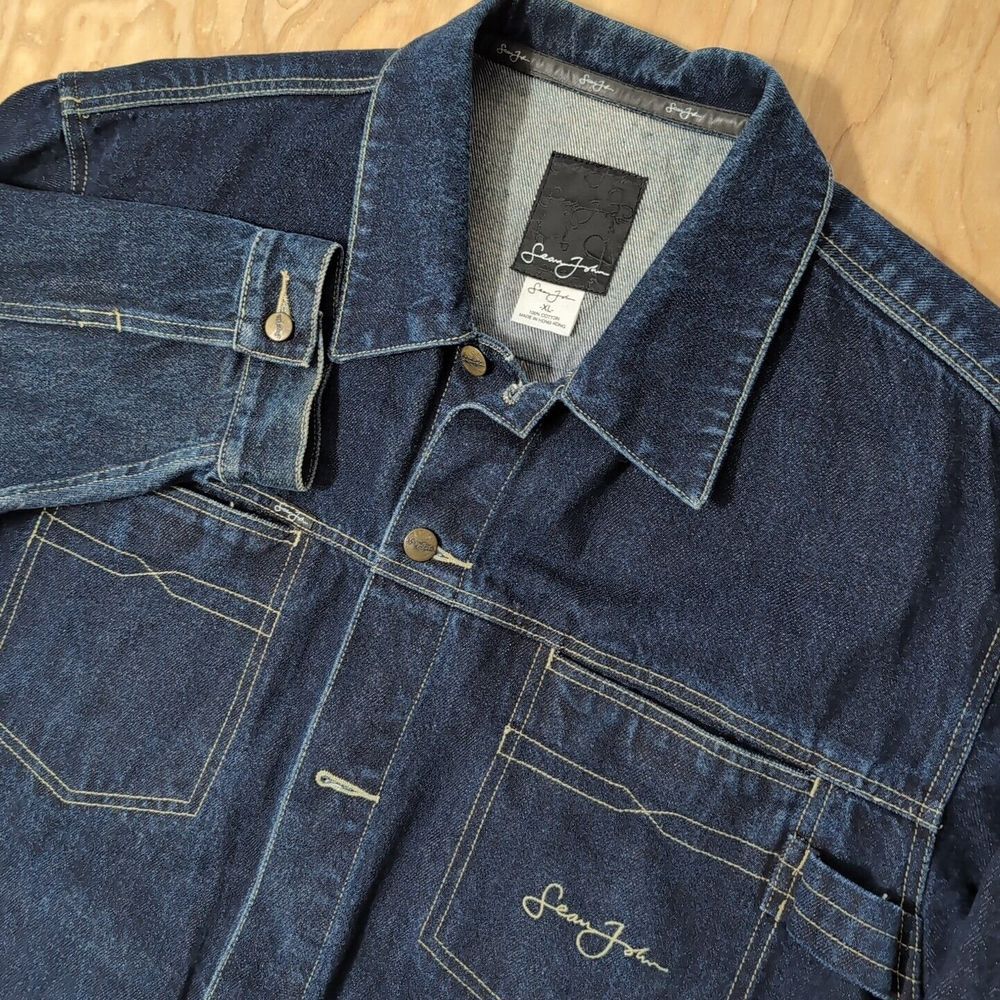Vintage SEAN JOHN Carpenter Button Up  Denim Jacket  Hip Hop Men's XL‎ Tupac
